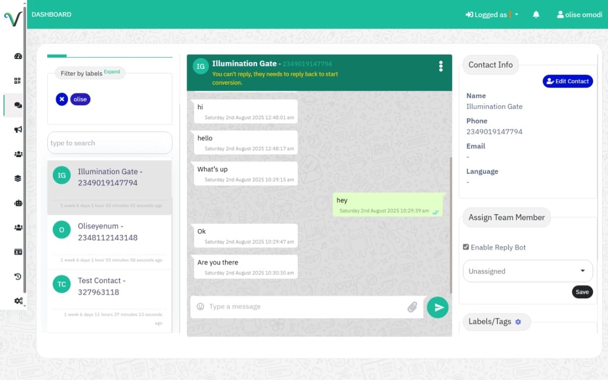 WhatsApp Business Chat